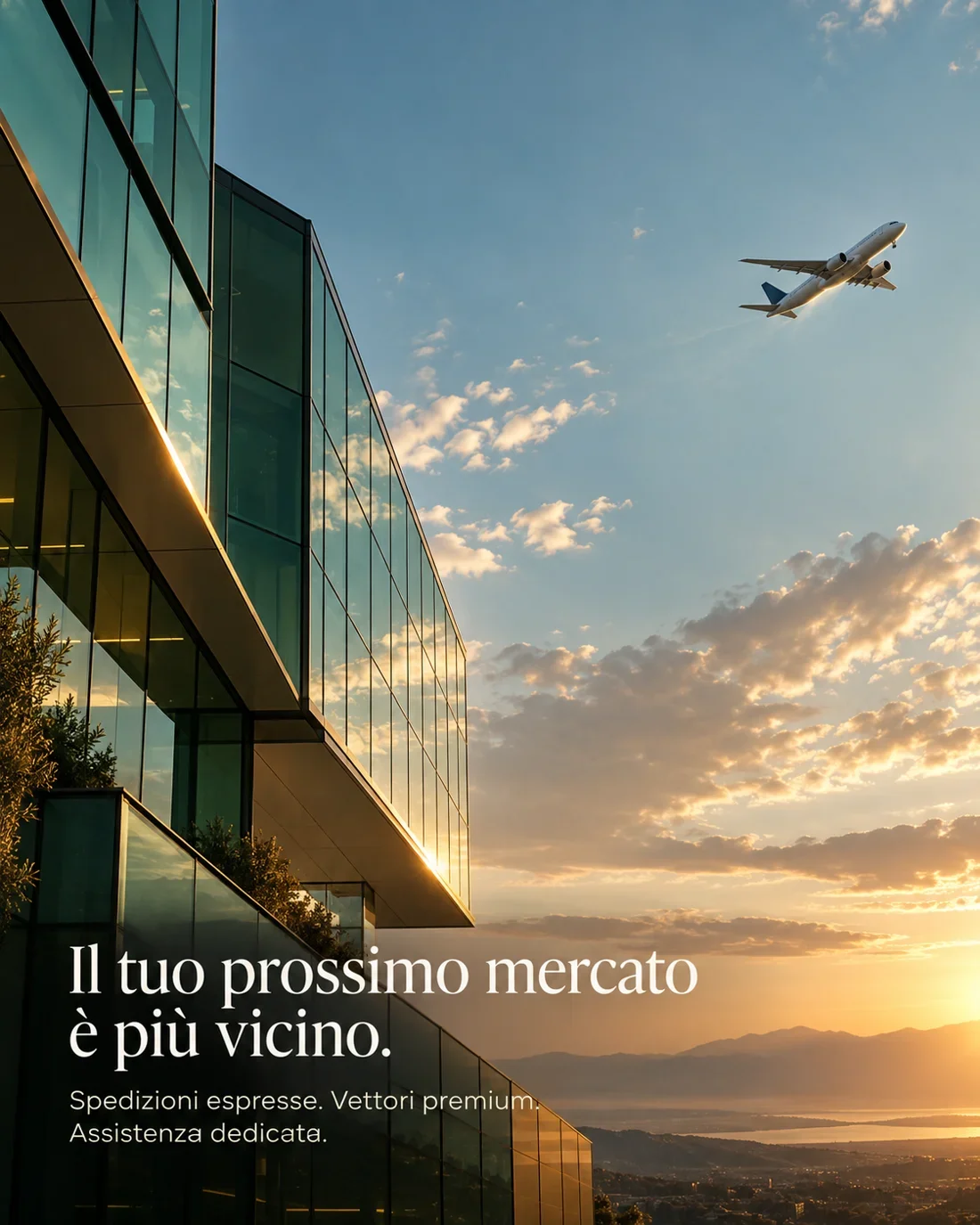 Aereo sopra un edificio in vetro